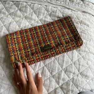 Leather woven clutch